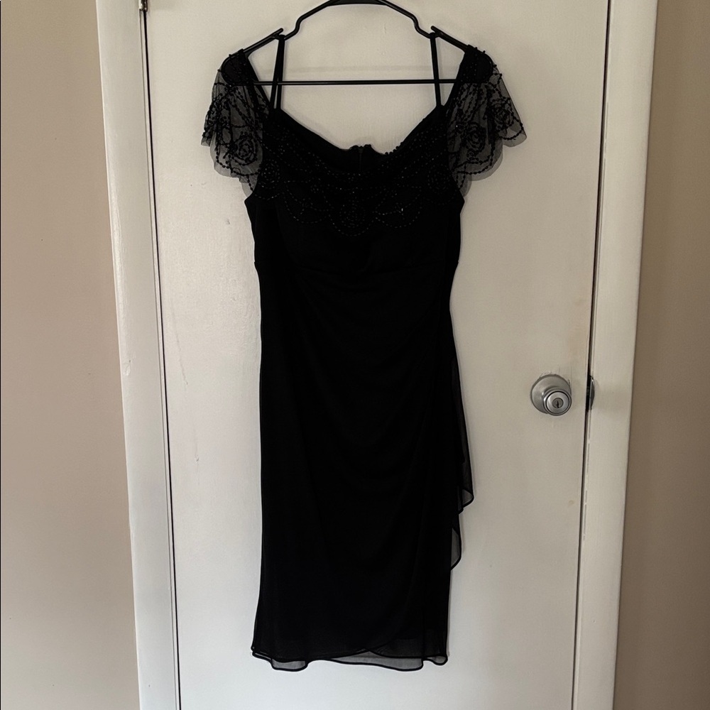 Black Lace Sleeve Midi Dress - Brand Not Visible